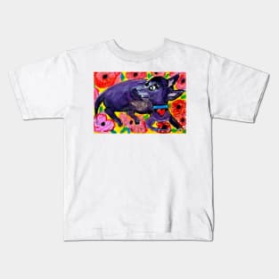 Dog With Flowers Kids T-Shirt